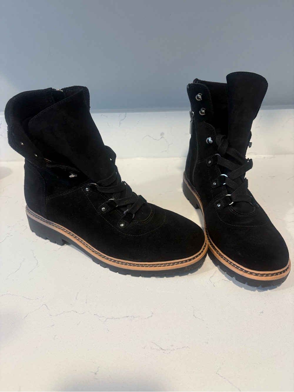Women's Black Me Too Suede Lace-Up Ankle Boots